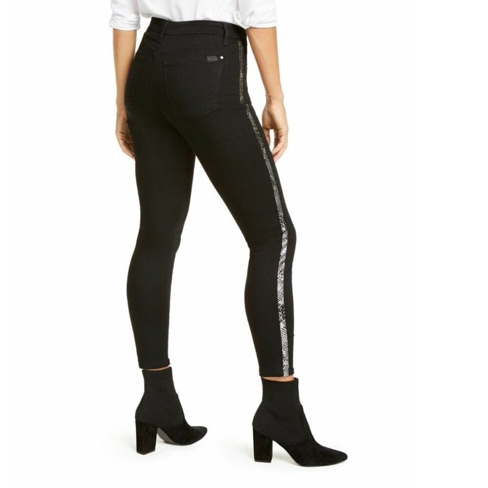 JEN7 Black Snakeskin Ankle Skinny Jeans